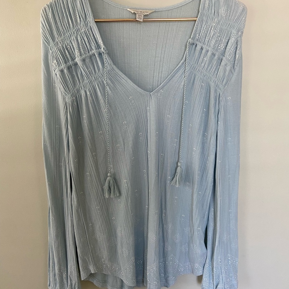 Lucky brand light blue flowing long sleeve top